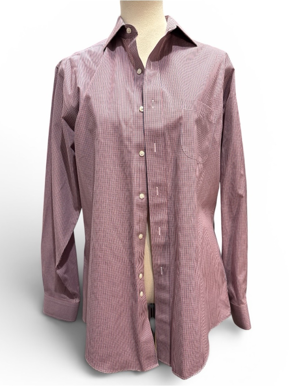 Brooks Brothers Long-Sleeve Dress Shirt in Wine Micro-Check #591